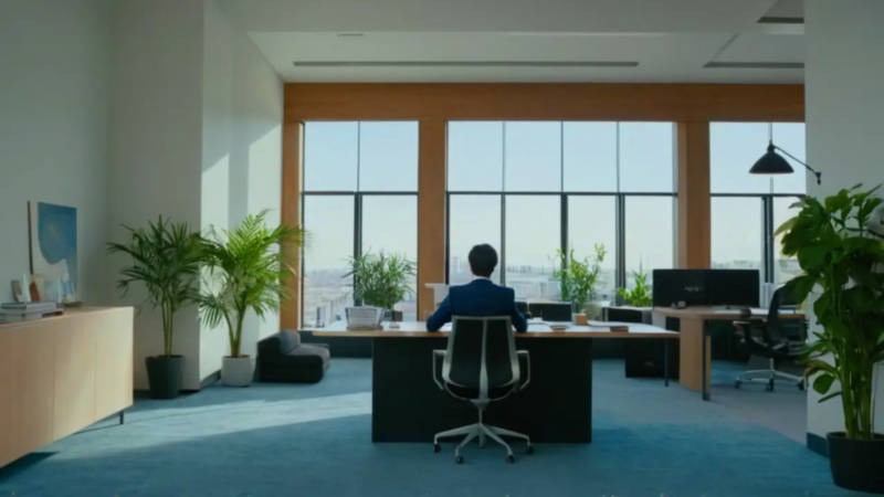Moderno despacho con luz natural y calma