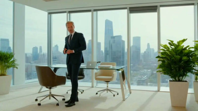 Oficina moderna con hombre conversando