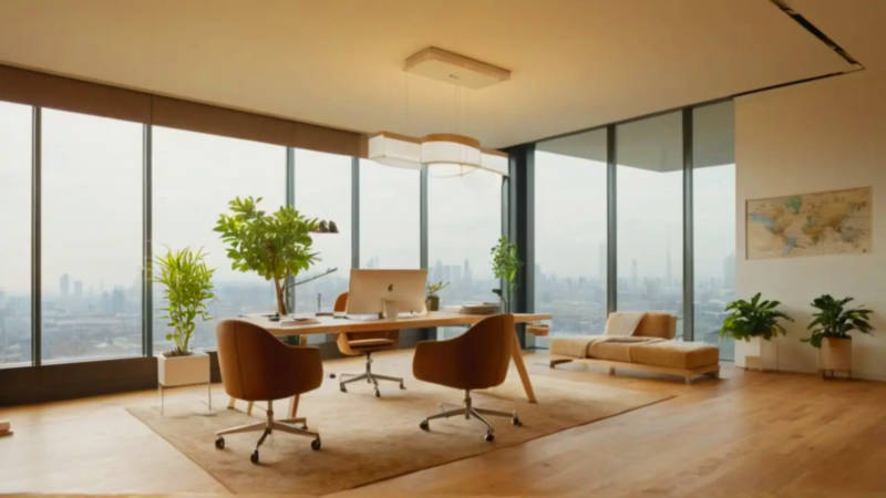 Oficina iluminada, moderna y tranquila