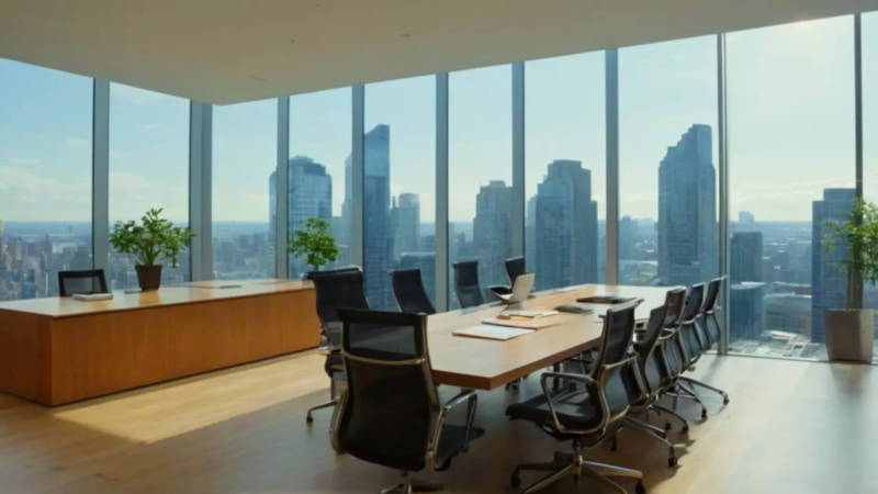 Oficina moderna con ambiente profesional y concentrado