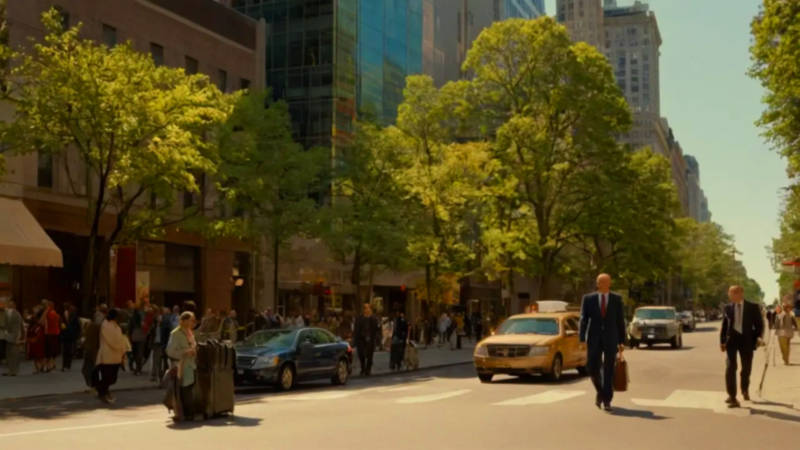 Calle urbana llena de actividad cotidiana